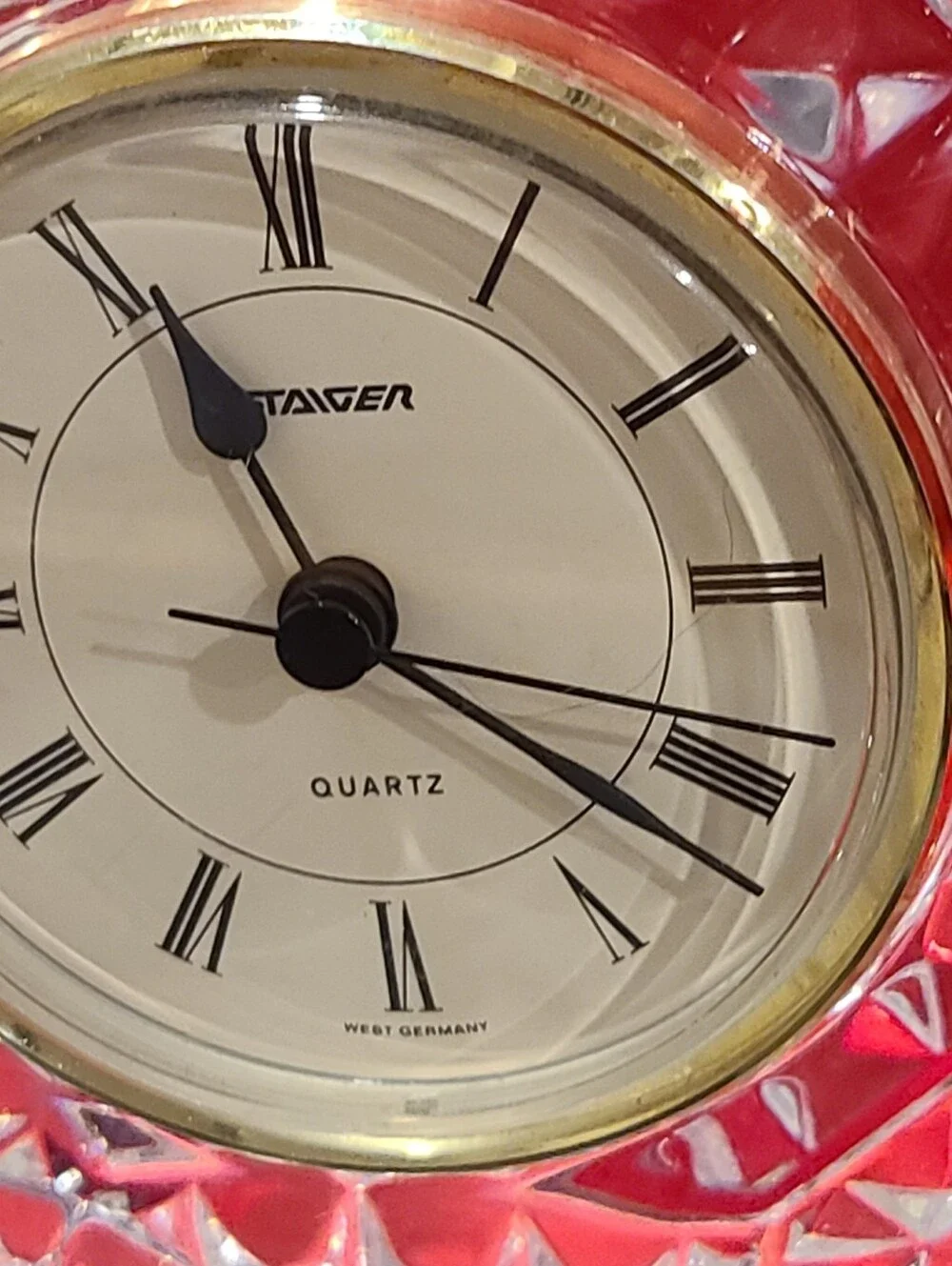 Waterford-Style Crystal Octagon Clock - Clear with Gold Trim
